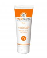 Il Latte Solare Corpo SPF10 (Protezione Bassa) è un Dispositivo Medico appartenente a una linea di prodotti ad azione protettiva in grado di fornire un efficace effetto barriera dai raggi UV.
