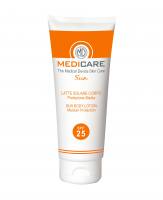 Il Latte Solare Corpo SPF25 (Protezione Media) è un Dispositivo Medico appartenente a una linea di prodotti ad azione protettiva in grado di fornire un efficace effetto barriera dai raggi UV.