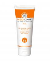 Il Latte Solare Corpo SPF50 (Protezione Alta) è un Dispositivo Medico appartenente a una linea di prodotti ad azione protettiva in grado di fornire un efficace effetto barriera dai raggi UV.